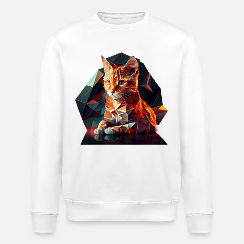 Cat Cats Kitten Polygon Cat - Stanley/Stella ROLLER Unisex Organic Sweatshirt - white