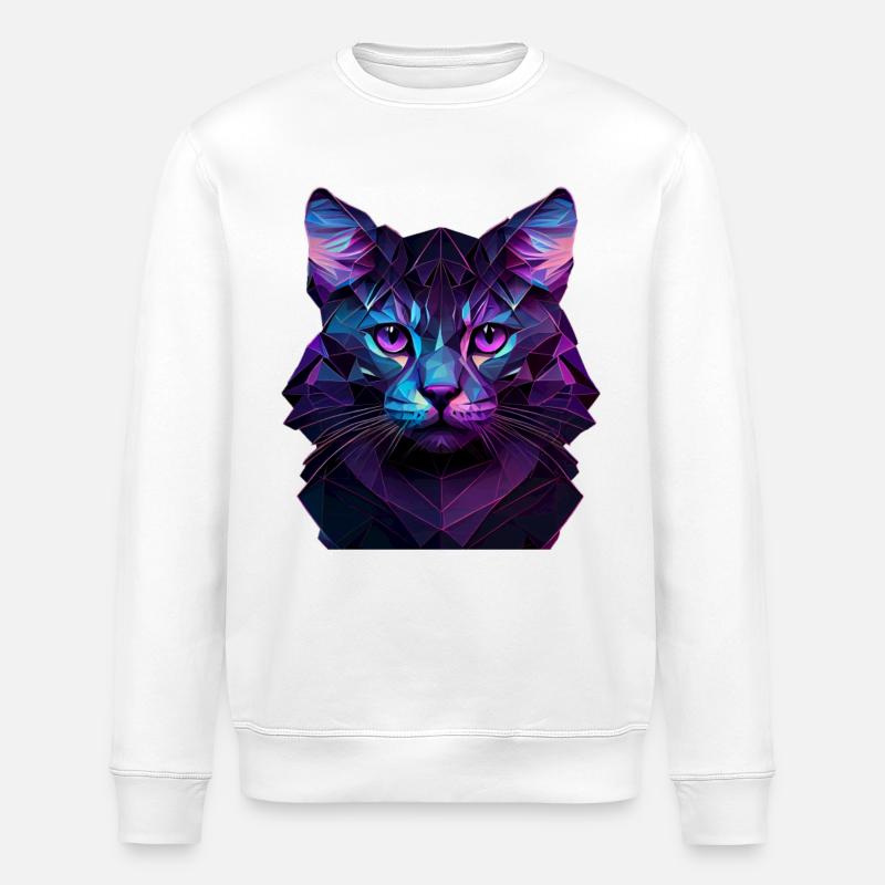 Cat Cats Kitten Polygon Cat - Stanley/Stella ROLLER Unisex Organic Sweatshirt - white