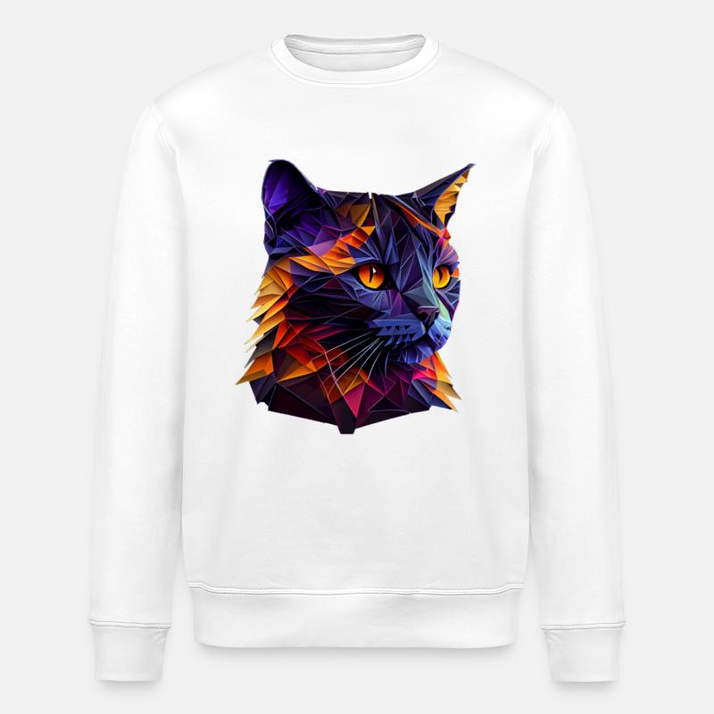 Cat Cats Kitten Polygon Cat - Stanley/Stella ROLLER Unisex Organic Sweatshirt - white