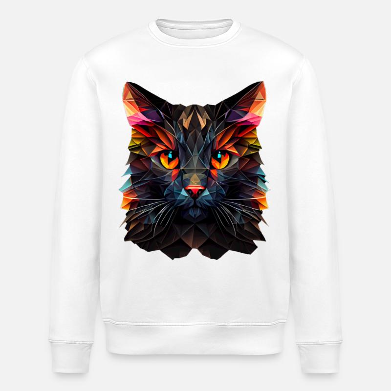 Katze Katzen Kätzchen Polygon Katze - Stanley/Stella Unisex Bio-Sweatshirt ROLLER - Weiß