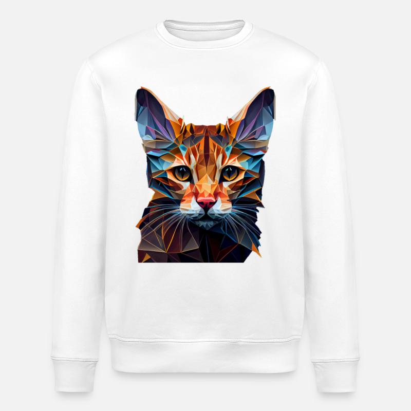 Cat Cats Kitten Polygon Cat - Stanley/Stella ROLLER Unisex Organic Sweatshirt - white