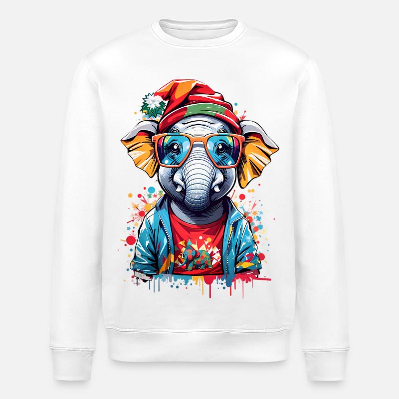 Coole Elefant - Stanley/Stella Unisex Bio-Sweatshirt ROLLER - Weiß