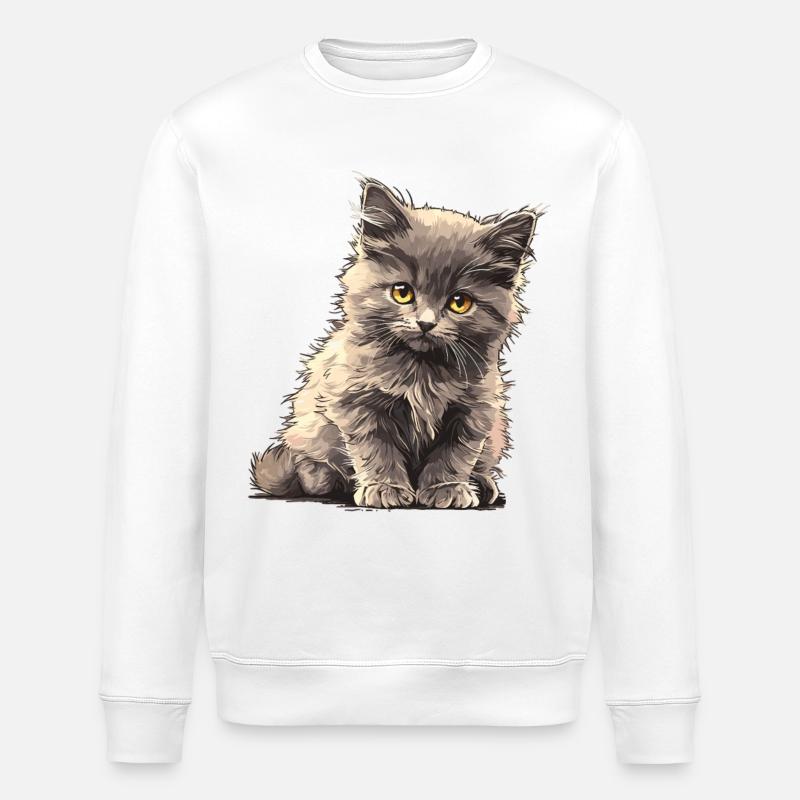Nebelung Kätzchen Nebelung Katze - Stanley/Stella Unisex Bio-Sweatshirt ROLLER - Weiß