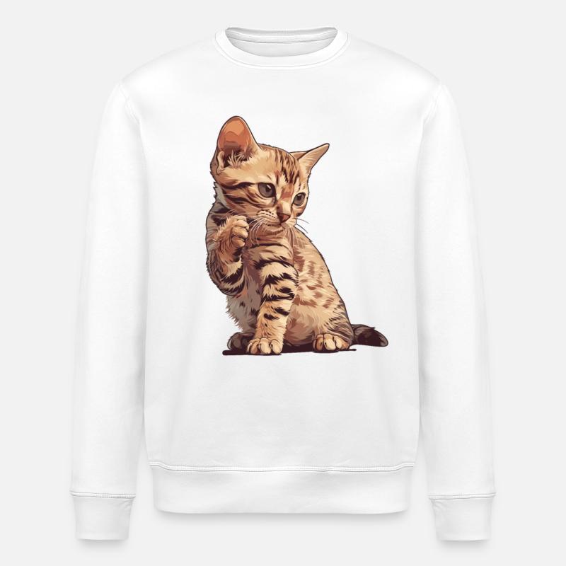 Ocicat Kitten Ocicat Cat - Stanley/Stella ROLLER Unisex Organic Sweatshirt - white