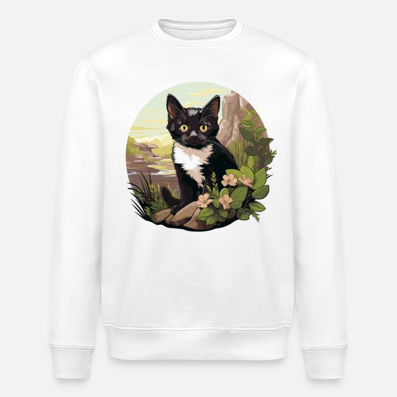 Tuxedo Chaton Tuxedo Cat - Sweat bio ROLLER Stanley/Stella Unisexe - blanc