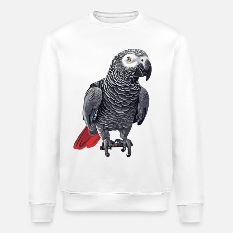 Perroquets gris d’Afrique - Sweat bio ROLLER Stanley/Stella Unisexe - blanc