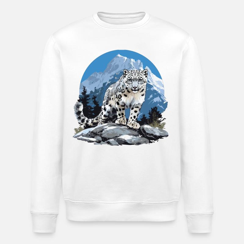 Snow Leopard Schneeleoparden Schneeleopard - Stanley/Stella ROLLER Unisex Organic Sweatshirt - white