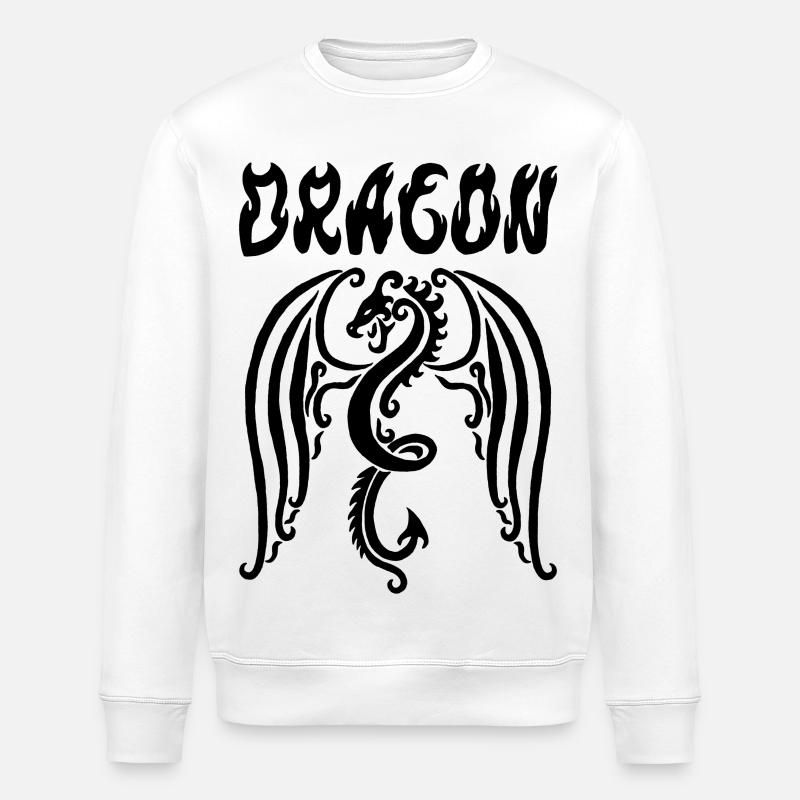 Schwarzer Drache - Stanley/Stella Unisex Bio-Sweatshirt ROLLER - Weiß