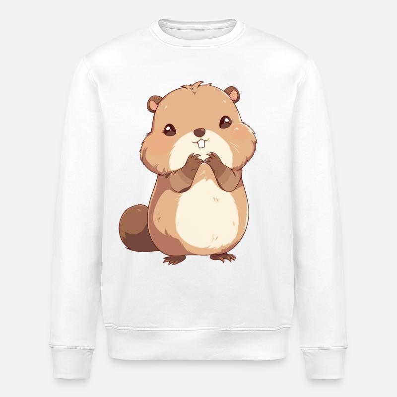 Beaver Biber - Stanley/Stella ROLLER Unisex Organic Sweatshirt - white