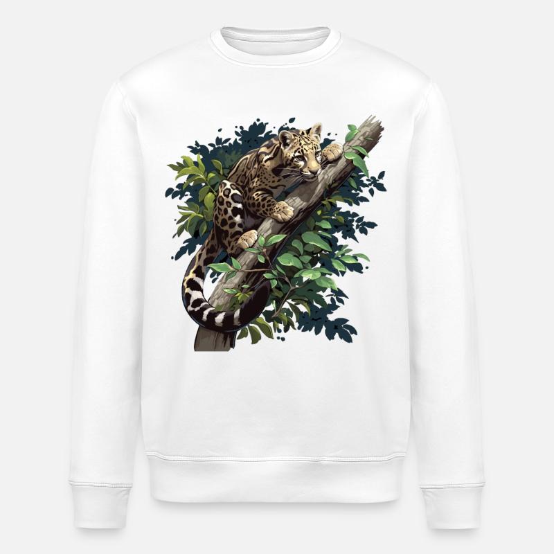 Clouded Leopard Nebelparder - Stanley/Stella Unisex Bio-Sweatshirt ROLLER - Weiß