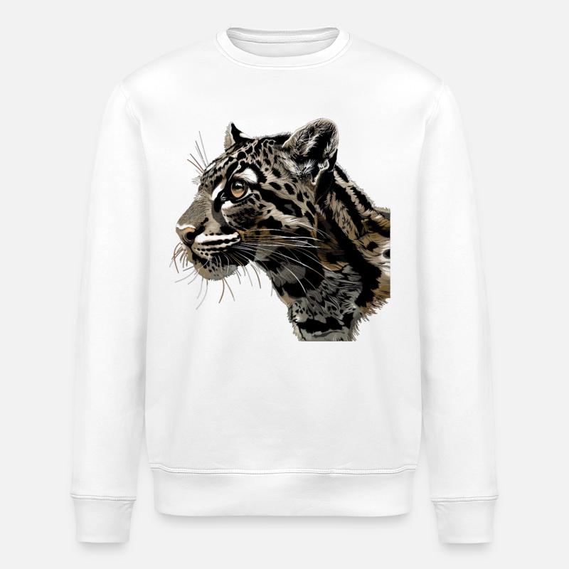 Clouded Leopard Nebelparder - Stanley/Stella Unisex Bio-Sweatshirt ROLLER - Weiß