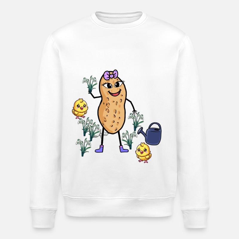 Peanut Spring Easter Chick Snowdrop - Stanley/Stella ROLLER Unisex Organic Sweatshirt - white