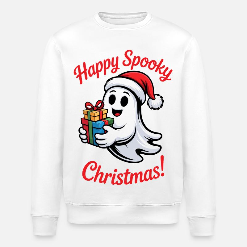 Fantôme de Noël effrayant avec cadeau - Sweat bio ROLLER Stanley/Stella Unisexe - blanc