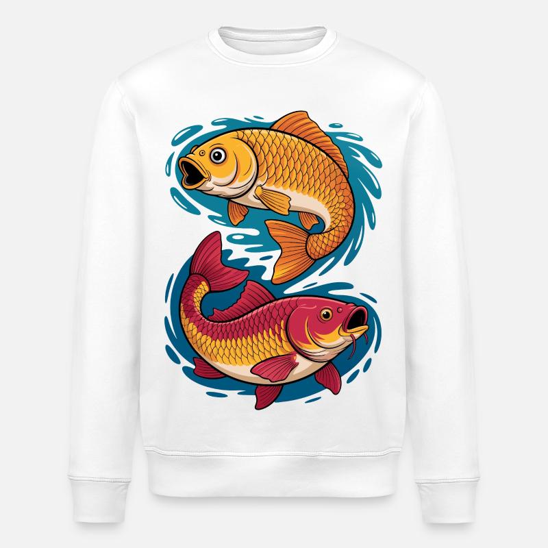 Éclaboussure de carpe dans l’eau - Sweat bio ROLLER Stanley/Stella Unisexe - blanc
