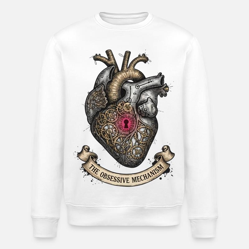Cœur Steampunk avec Gears Dark Academia - Sweat bio ROLLER Stanley/Stella Unisexe - blanc