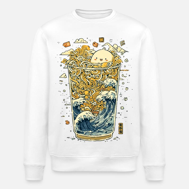 Kawaii Nudeln im Wellen-Glas - Stanley/Stella Unisex Bio-Sweatshirt ROLLER - Weiß