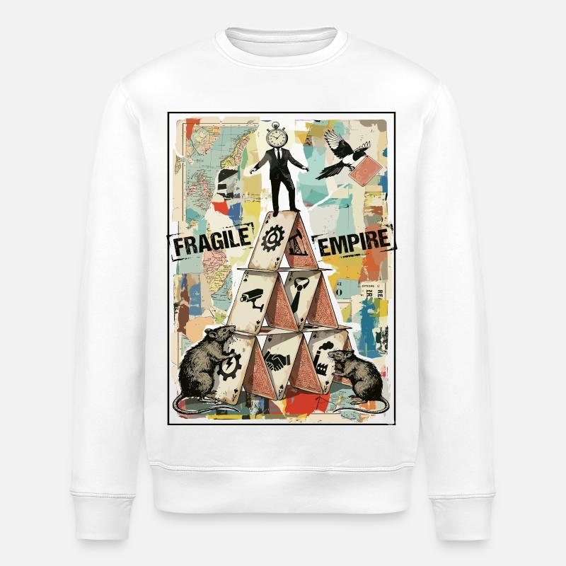 Fragile Empire Kartenhaus Systemkritik - Stanley/Stella Unisex Bio-Sweatshirt ROLLER - Weiß