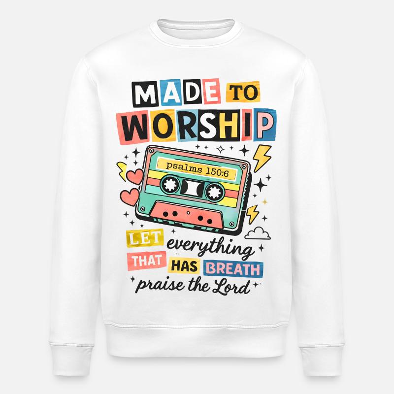 Made to Worship Retro Cassette - Sweat bio ROLLER Stanley/Stella Unisexe - blanc