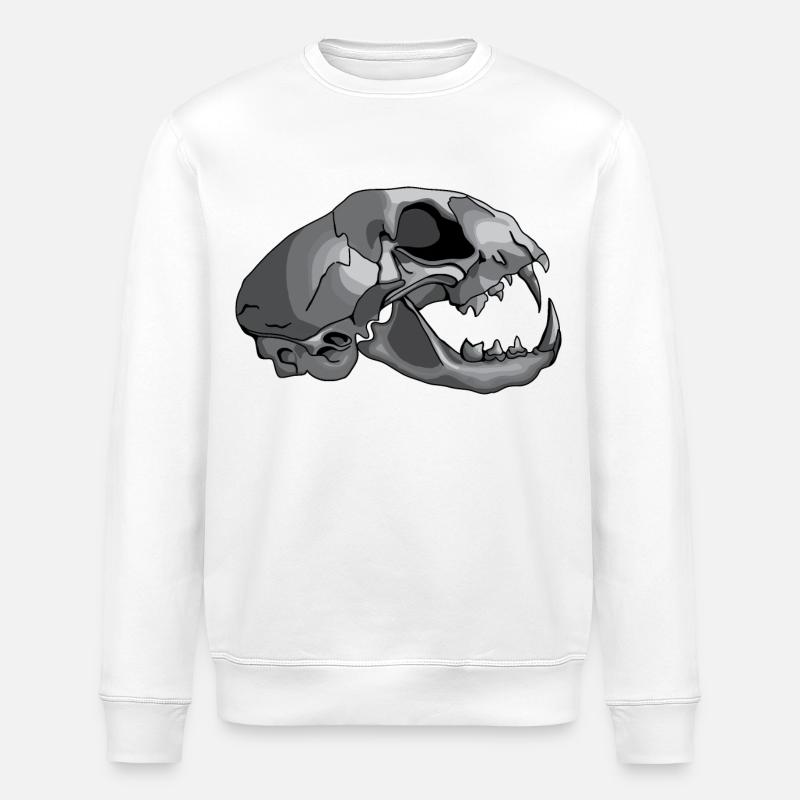 cat skull - Stanley/Stella ROLLER Unisex Organic Sweatshirt - white
