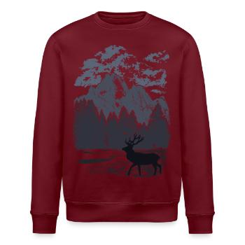 Forêt de montagne et cerf rouge (bleu) - Sweat bio ROLLER Stanley/Stella Unisexe - blanc - Devant - Nik (191cm)