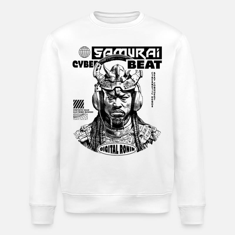 Tech Samurai Sci-Fi Shirt - Stanley/Stella ROLLER Unisex Organic Sweatshirt - white