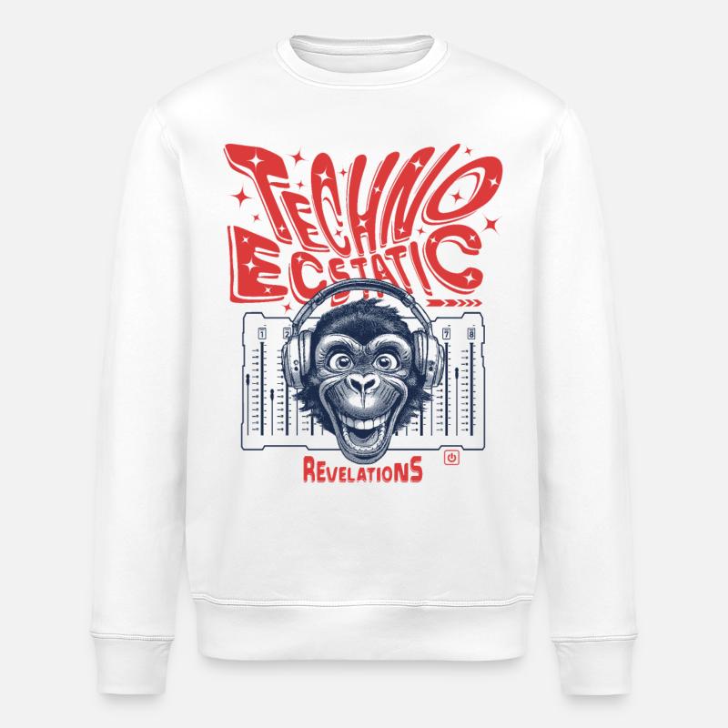 Techno Ecstatic Revelations DJ Shirt - Stanley/Stella ROLLER Unisex Organic Sweatshirt - white