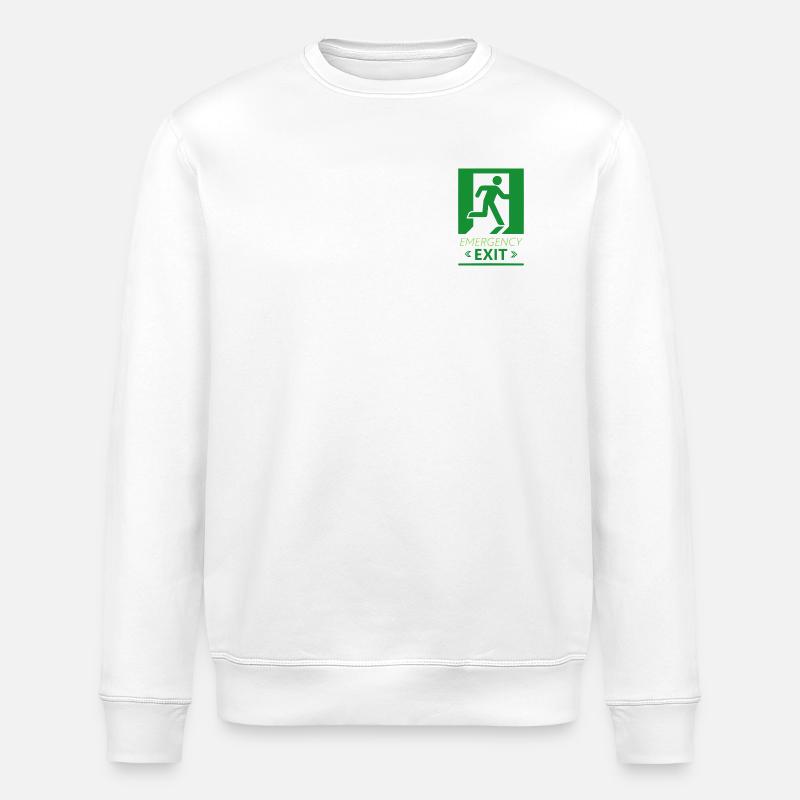 Emergency Exit Basic Green - Stanley/Stella ROLLER Unisex Organic Sweatshirt - white