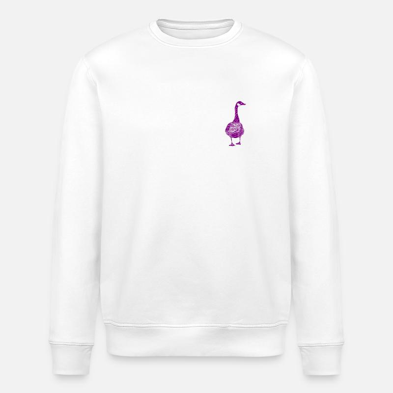 Eggplant Goose - Stanley/Stella ROLLER Unisex Organic Sweatshirt - white