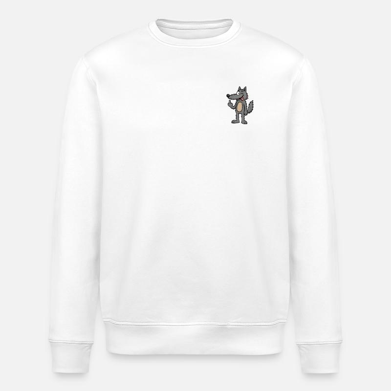 Waldemar Wolf Lustiger Comic-Wolf - Stanley/Stella Unisex Bio-Sweatshirt ROLLER - Weiß