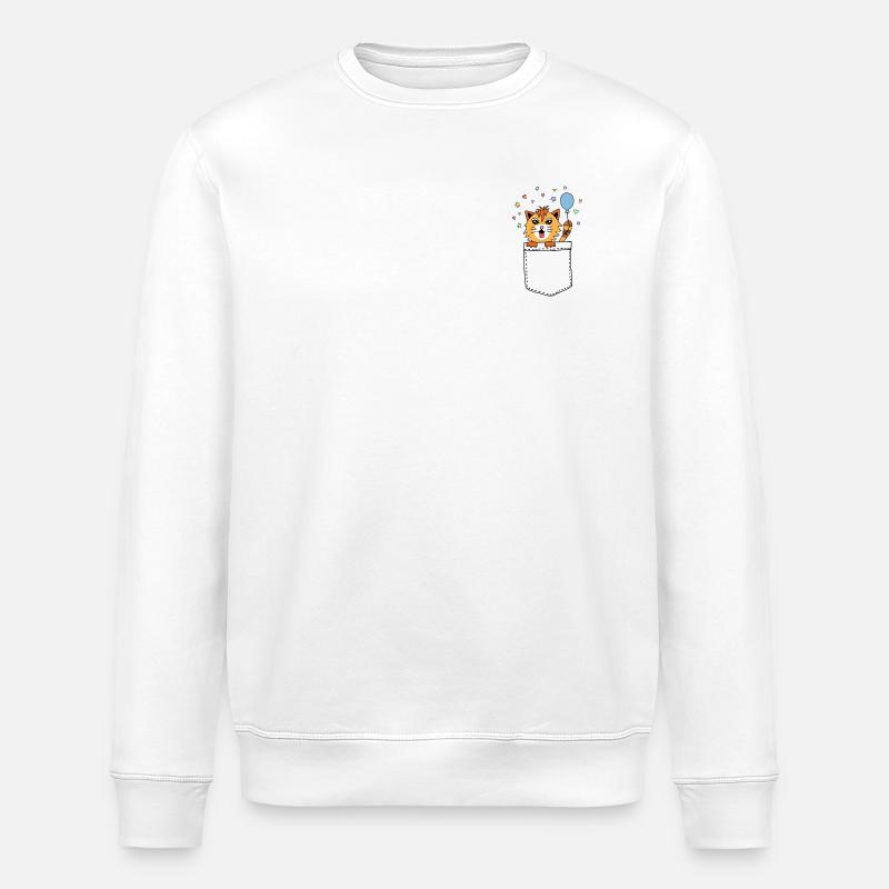 Katze in Brusttasche - Stanley/Stella Unisex Bio-Sweatshirt ROLLER - Weiß