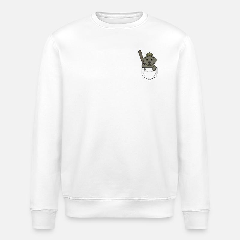 Pocket Player Hund Baseball - Stanley/Stella Unisex Bio-Sweatshirt ROLLER - Weiß