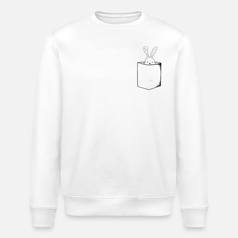 Poche poitrine avec lapin - Sweat bio ROLLER Stanley/Stella Unisexe - blanc