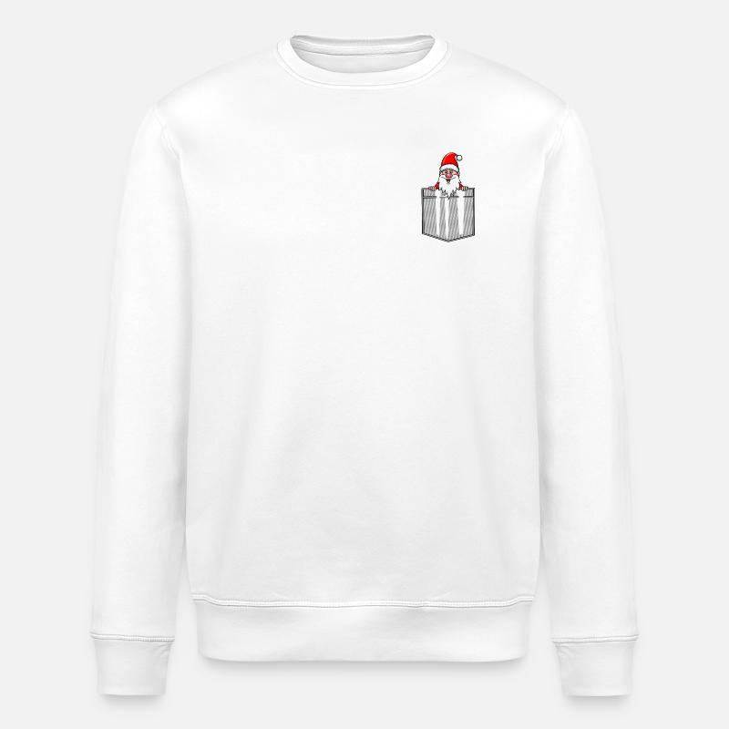Weihnachtsmann, Nikolaus in der Hemdtaschche - Stanley/Stella Unisex Bio-Sweatshirt ROLLER - Weiß