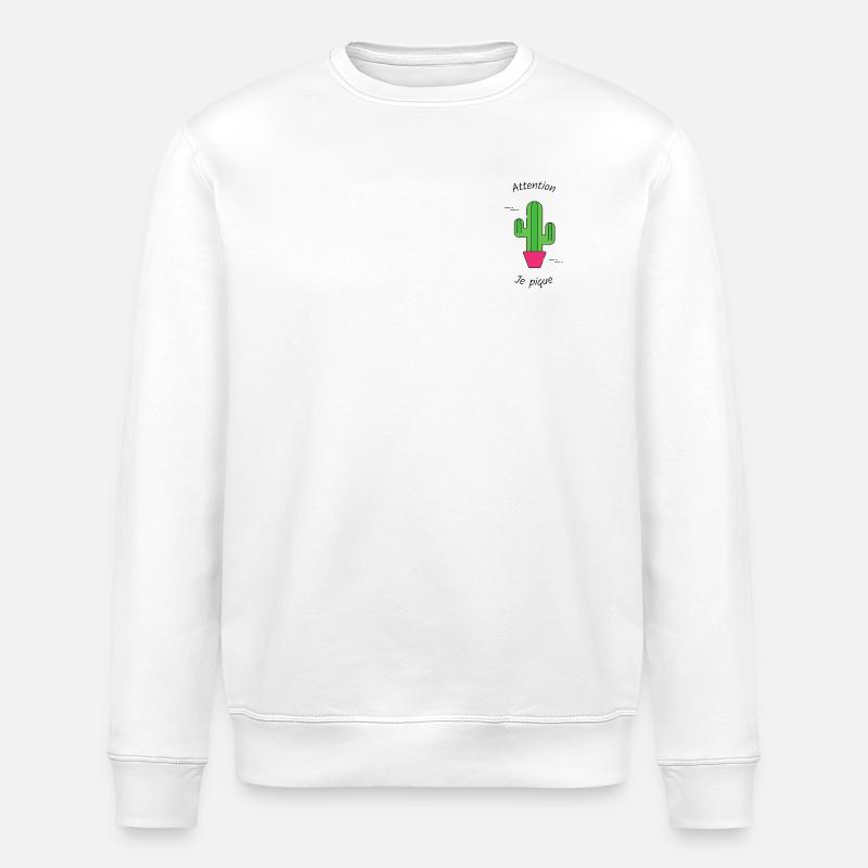 Cactus piquant - Sweat bio ROLLER Stanley/Stella Unisexe - blanc
