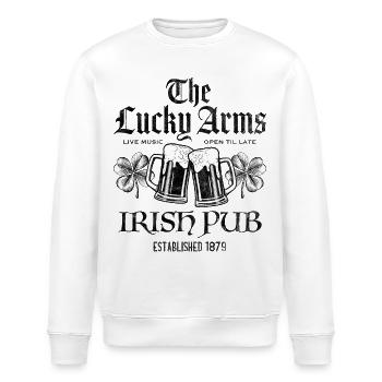 Lucky Arms Irish Pub - Stanley/Stella Unisex Bio-Sweatshirt ROLLER - Weiß - Vorne - Nik (191cm)