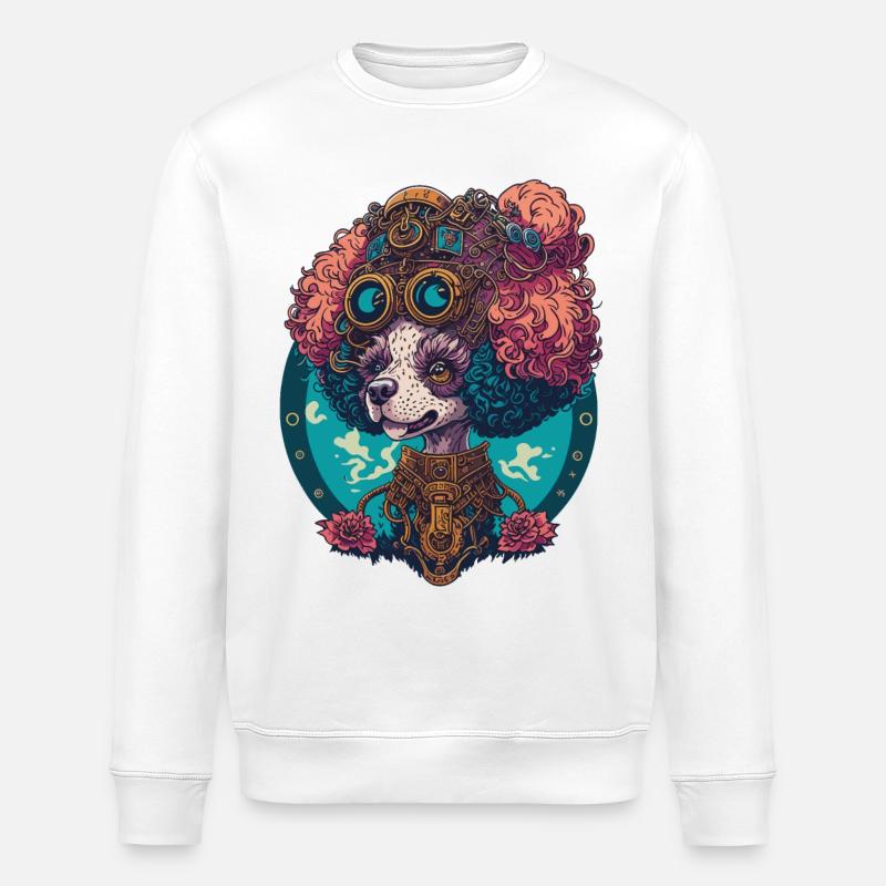 Steampunk caniche esthétique chien Design - Sweat bio ROLLER Stanley/Stella Unisexe - blanc