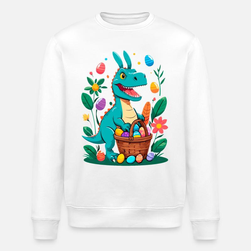 Ikonischer Ostersaurier Dinosaurier Osterhase - Stanley/Stella Unisex Bio-Sweatshirt ROLLER - Weiß