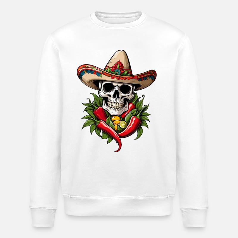Crâne Chili Style Esthétique Mexicain - Sweat bio ROLLER Stanley/Stella Unisexe - blanc