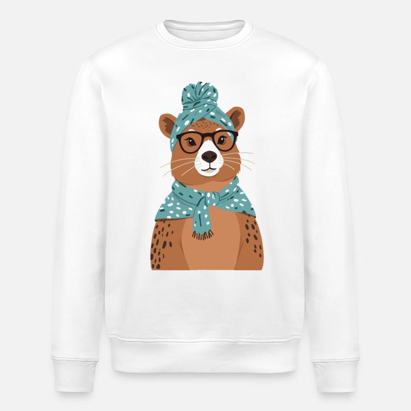 Lustige Capymama Wasserschwein Mutter - Stanley/Stella Unisex Bio-Sweatshirt ROLLER - Weiß