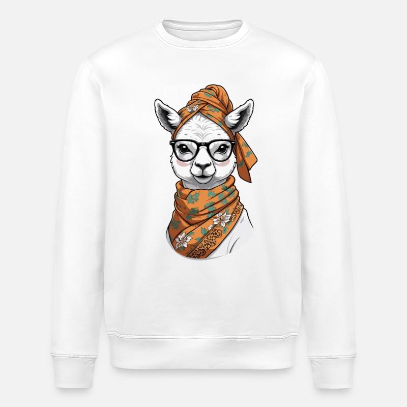 Drôle Lama Alpaga mère Design - Sweat bio ROLLER Stanley/Stella Unisexe - blanc