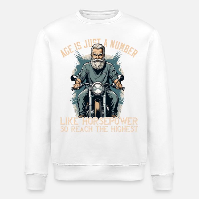 Lustiger Biker Opa Vintage Motorrad Retro Style - Stanley/Stella Unisex Bio-Sweatshirt ROLLER - Weiß
