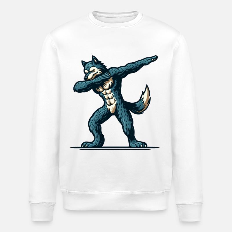 Dabbender Werwolf Lustiges Dabbing Design - Stanley/Stella Unisex Bio-Sweatshirt ROLLER - Weiß