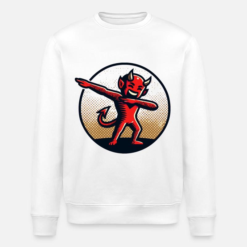 Dabbing Devil Funny Dabbing Design - Stanley/Stella ROLLER Unisex Organic Sweatshirt - white