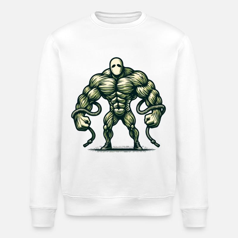 Musclé bodybuilder Halloween costume effrayant - Sweat bio ROLLER Stanley/Stella Unisexe - blanc