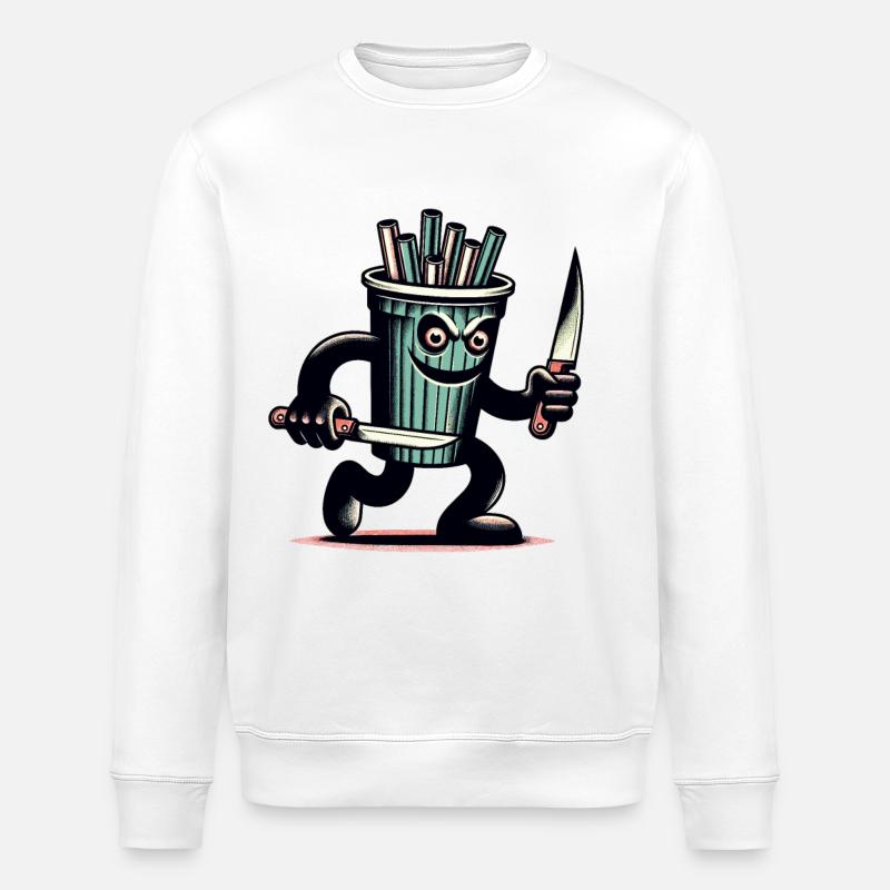 Unheimlicher Psycho Trinkbecher Getränke - Stanley/Stella Unisex Bio-Sweatshirt ROLLER - Weiß