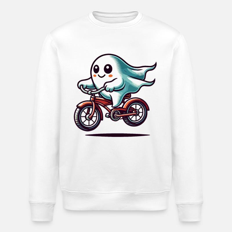 Vélo Ghost Spooky Season Outfit - Sweat bio ROLLER Stanley/Stella Unisexe - blanc