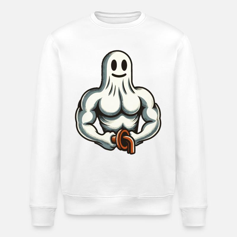Musculation Ghost Drôle Gym Ghost - Sweat bio ROLLER Stanley/Stella Unisexe - blanc