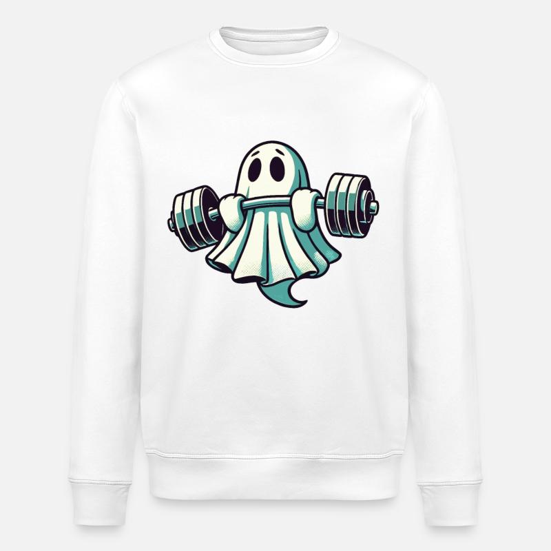 Musculation Ghost Drôle Gym Ghost - Sweat bio ROLLER Stanley/Stella Unisexe - blanc