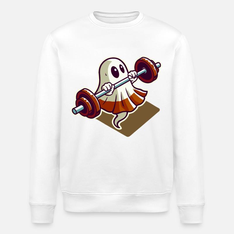 Bodybuilding Ghost Funny Gym Ghost - Stanley/Stella ROLLER Unisex Organic Sweatshirt - white