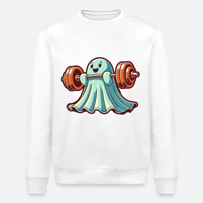 Musculation Ghost Drôle Gym Ghost - Sweat bio ROLLER Stanley/Stella Unisexe - blanc